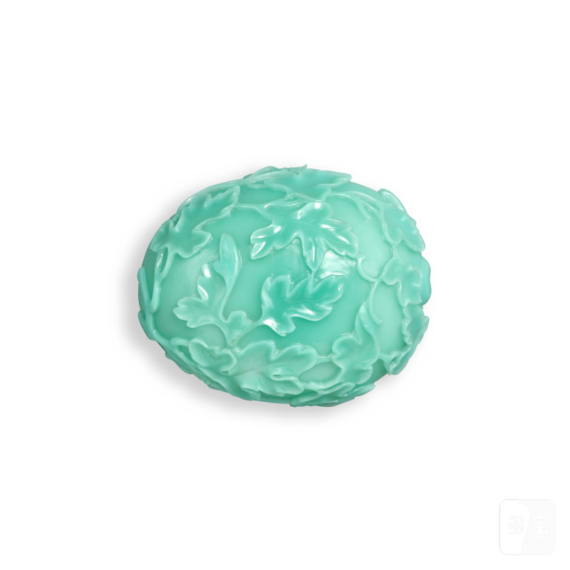 A turquoise-blue glass 'melon and insect' washer, Qing dynasty, 18th - 19th century | 清十八至十九世紀 松綠料瓜瓞綿綿形洗 - 图3